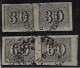 Brazil Year 1850 RHM-13/14 Vertical Number 30 And 60 Réis 2 Used Horizontal Pair Of Stamp (catalog US$64) - Lot 2 - Gebruikt