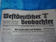 Originale Zeitung "Westdeutscher Beobachter." Donnerstag 1 August 1935 - Politik & Zeitgeschichte