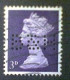 Great Britain, Scott #MH5, Used(o) Perfin, 1967, Machin: Queen Elizabeth II, 3d, Spectrum Violet - Machins