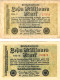Two WW2 Germany Nazi Propaganda FORGERY Overprint On Genuine 10 Million 1923 Banknote F-VF - Autres & Non Classés