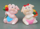 Coppia Di Maialini, Pair Of Piglets; Rubber, Gomma, Never Used; Temperamatite, Pencil-Sharpener, Taille Crayon,Anspitzer - Maiali