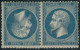 ** N°22b 20c Bleu, Paire Tête-bèche, Signé Scheller - TB - 1862 Napoleone III