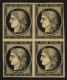 20c Noir Sur Jaune (n°3) Bloc De 4 Neuf *. Filet Effleuré En Haut à Droite Mais Intact. TTB. - 1849-1850 Ceres