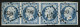 25c PRESIDENCE (n°10) Bande De 4 Obl. PC 1559. Filet Effleuré En Haut à Gauche. Un Point Clair Entre 2 Timbres. RARE. Co - 1852 Louis-Napoléon