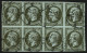Spectaculaire Bloc De 8 Du 1c Empire (n°11) TB Margé (filet Touché Mais Présent Sur Un Timbre Coin Supérieur Droit) Obl. - 1853-1860 Napoléon III.