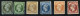 1c (n°11) + 5c (n°12) + 10c (n°13) + 20c (n°14) Rond Points + 40c (n°16) ANCRE +80c (n°17) Qualité Choisie. - 1853-1860 Napoléon III.