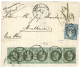 ALSACE LORRAINE : 1871 20c (n°37) Obl. GC 930 + CHATEAUNEUF + Verso Bande De 5 Du 1c (n°25) Pd Obl. PARIS (60) + Taxe 20 - Other & Unclassified