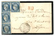 NAGASAKI Via SHANGHAI (CHINE) : 1874 25c CERES (n°60)x4 Obl. GC 5104 + CORR. D' ARMEES SHANG-HAI Sur Enveloppe Avec Text - 1849-1876: Periodo Clásico