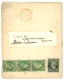 SHANGHAI CHINE - IMPRIME à 16c : 186€ 1c (n°19) + 5c (n°20) Bande De 3 Obl. GC 5104 + Cachet Rouge PAQ. AN.V.SUEZ MARSEI - 1849-1876: Periodo Clásico