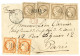 SHANGHAI : 1874 40c SIEGE (n°38)x2 + 30c CERES (n°56)x4 Obl. GC 5104 + SHANG-HAI CHINE Sur Enveloppe Pour PARIS. Affrt R - 1849-1876: Klassik