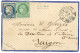 MYTHO : 1874 CG 5c + 20c Obl. CCH + COCHINCHINE MY-THO Sur Lettre Pour SAIGON. Courrier Civil Rare. TB. - Autres & Non Classés