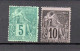 France Colonies 1881 Old Sage Stamps (Michel 48/49) Unused/partly Gummed - Sage