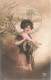 FANTAISIE - Femme - Heureuse Année - Eventail - Fer à Cheval - Chance  - Carte Postale Ancienne - Women