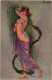 PC ARTIST SIGNED, MEUNIER, FEMME ET LE SERPENT, RISQUE, Vintage Postcard(b51723) - Meunier, S.