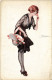 PC ARTIST SIGNED, MEUNIER, TROTTINS DE PARIS, RISQUE, Vintage Postcard (b51720) - Meunier, S.