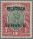 Birma - Service Stamps: 1937, Compl. Set Of The First Issue Unmounted Mint, Extr - Myanmar (Burma 1948-...)