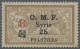 Syria: 1920/1921, Fleurons D'Alep, 25pi. On 50c. Brown/blue Showing DOUBLE OVERP - Siria