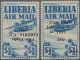 Liberia: 1941 Air $1, Two Singles Showing Varieties, One With OVERPRINT INVERTED - Liberia