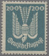 Deutsches Reich - Weimar: 1924, Flugpostmarken, Holztaube IV, 200 Pf. Lebhaftgrü - Unused Stamps