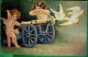 Cpa  ANGE  ANGES , CUPIDON  CANON , COLOMBES , 1917 , A HEART SHOT CHERUBS  CUPID GUN DOVES OLD PC - Saint-Valentin