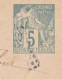 Circa 1881 - Réunion Entier Envel Mignonnette 5 C Alphée Dubois - Obl Losange Gros Points - St Gilles Les Bains En Ville - Covers & Documents