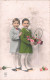 ENFANTS - Deux Petits Garçons En Habits Du Dimanche - Panier De Fleurs - Carte Postale Ancienne - Other & Unclassified