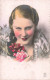 FANTAISIE - Femme Avec Des Roses - Regard Mystérieux - Carte Postale Ancienne - Femmes