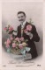 FANTAISIE - Homme - Fleurs De Bonheurs - Roses - Carte Postale Ancienne - Mannen
