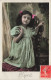 ENFANT - Esprit - Fillette Avec Une Robe Verte à Motifs - Rubans Roses  - Carte Postale Ancienne - Autres & Non Classés