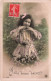 ENFANT - Fillette Avec Des Fleurs - Mille Bons Baisers - Carte Postale Ancienne - Autres & Non Classés