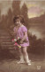 ENFANT - Bonne Année - Fillette Avec Des Fleurs - Robe Violette - Carte Postale Ancienne - Sonstige & Ohne Zuordnung