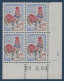 Bloc De 4 Coin Daté 22/06/1962 N°1331d ** 25c Coq Fluo Du 1er Type (pale) Le Plus Rare ! SUPERBE Signé PIGERON & BLOCH - 1962-1965 Cock Of Decaris