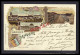 Bastogne - Lithographie Circulé En 1899 VOIR DOS. Gare, Eglise, Séminaire, Rue Du Sablon, Du Vivier, écusson De La Ville - Bastogne