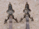 Delcampe - -BELLE PAIRE De CHENETS NAPOLEON III BRONZE TETES De LOUPS Avec Un BEC     E - Ironwork