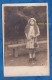 CPA Photo - AUREILHAN , 1916 - Portrait Paulette VOURRON Petite Fille Avec Sac à Main Fleur Coiffure Robe Mode Enfant - Mode