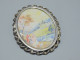 -ANCIENNE BROCHE PENDENTIF MONTURE ARGENT Peinture Dos NACRE Poinçon Sanglier   E - Brochen