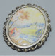 Delcampe - -ANCIENNE BROCHE PENDENTIF MONTURE ARGENT Peinture Dos NACRE Poinçon Sanglier   E - Broches