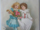 1900 Image Carte Chromo En Relief Couple Enfants Arlequin ? Innigen Glüwunsch Zum Geburtstage Voeux De Bonheur - Enfants