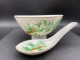 Bol + Cuillère 1950 Japon  Style Bambou Made In Japan Ht 8cm Porcelaine Chinoise  #240001 - Arte Asiático