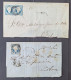 Portugal 1855/58 N°10 25 Centimes Bleu Type III Sur Pli + 2 25 Centimes Bleu Type IV Sur Pli B/TB - Covers & Documents