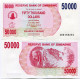 Zimbabwe 50000 Dollars 2007 Original 25 Uncirculated Banknote 1/4 Bundle P47 AB - Zimbabwe