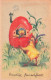 FETES - VOEUX - Pâques - Joyeux Pâques - Vroolijk Paaschfeest - Deux Poussins - Carte Postale Ancienne - Pâques