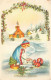 FETES ET VOEUX - Nouvel An - Un Enfant Et Un écureuil Dans La Neige - Colorisé - Carte Postale Ancienne - New Year