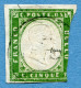 ITALIA, ANTICHI STATI - REGNO DI SARDEGNA - 1857 - 5 Cents - Variante Verde Oliva - Sassone IT-SA 13A * Ref. C-01 - Sardinia