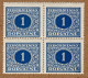 1928 - Doplatní - Definitivní Vydání - č. DL62 - čtyřblok - Výrobní Vada Posunuté Vodorovné Zoubkování - Neufs
