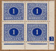 1928 - Doplatní - Definitivní Vydání - č. DL62 - čtyřblok - Deskové číslo - Ungebraucht