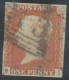 GB QV 1 D Redbrown Unplated (BI) 4 Margins, FU With Scottish Numeral „13?“,  VARIETY/ERROR: Frameline Under „I“ Almost M - Gebraucht