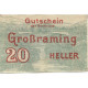 Billet, Autriche, Grossraming, 20 Heller, Pont 1920-12-31, SPL, Mehl:FS 296I - Oesterreich