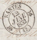 1832 - Lettre De NANTES, Cachet Fleurons Simples Vers SAINT ST MARTIN, Ile De Ré - Taxe 4 - Dateur En Arrivée - 1801-1848: Précurseurs XIX