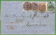 P0994 - INDIA - POSTAL HISTORY - QV 3 Colour Franking To Italy 1875 CALCUTTA - SG# 56 Pair + 58 + 69 - 1882-1901 Empire